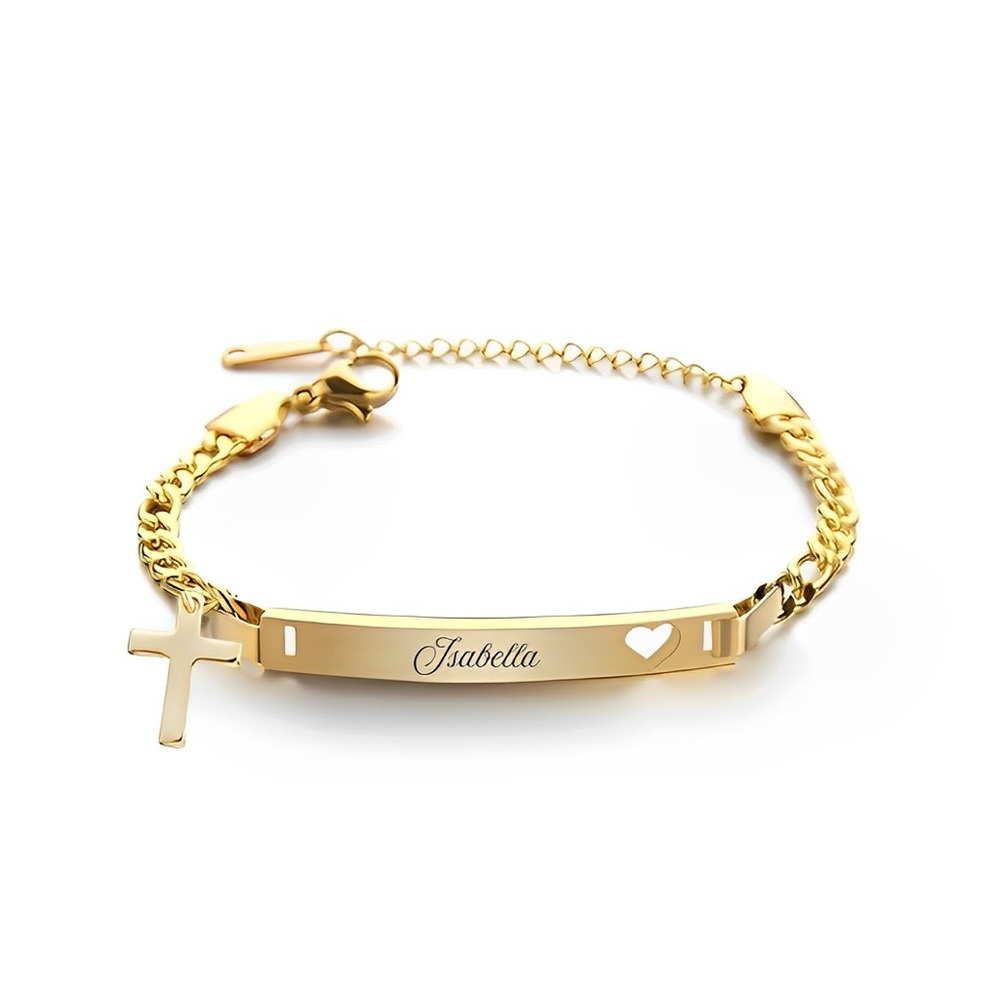 Yellow Gold Cuban Link Name Plate Bracelet